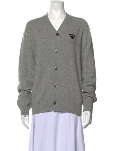 Pre-owned Comme Des Garçons Play Wool Graphic Print Sweater In Grey