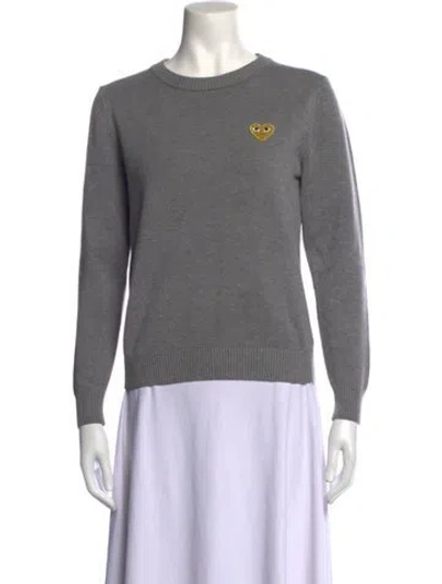 Pre-owned Comme Des Garçons Play Wool Graphic Print Sweater In Grey