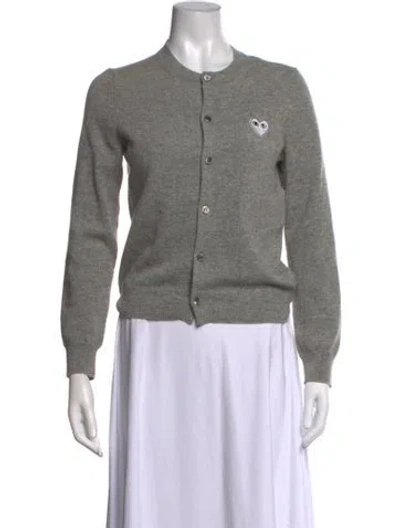 Pre-owned Comme Des Garçons Play Wool Graphic Print Sweater In Grey