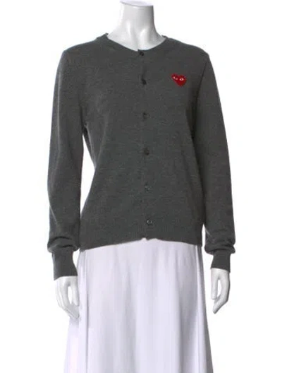 Pre-owned Comme Des Garçons Play Wool Graphic Print Sweater In Grey