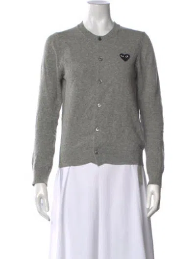 Pre-owned Comme Des Garçons Play Wool Graphic Print Sweater In Grey