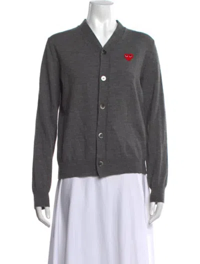 Pre-owned Comme Des Garçons Play Wool Graphic Print Sweater In Grey