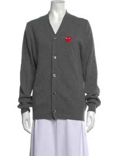 Pre-owned Comme Des Garçons Play Wool Graphic Print Sweater In Grey