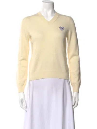 Pre-owned Comme Des Garçons Play Wool Graphic Print Sweater In Neutral