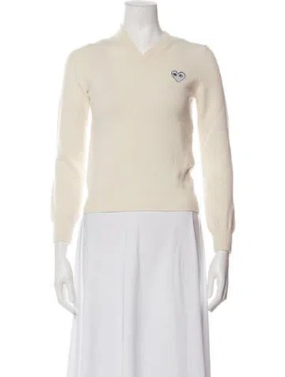 Pre-owned Comme Des Garçons Play Wool Graphic Print Sweater In Neutrals