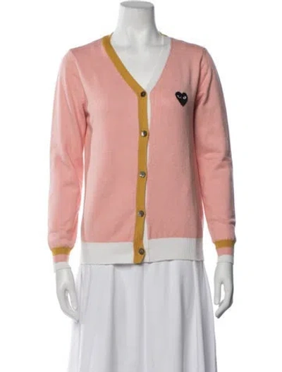 Pre-owned Comme Des Garçons Play Wool Graphic Print Sweater In Pink