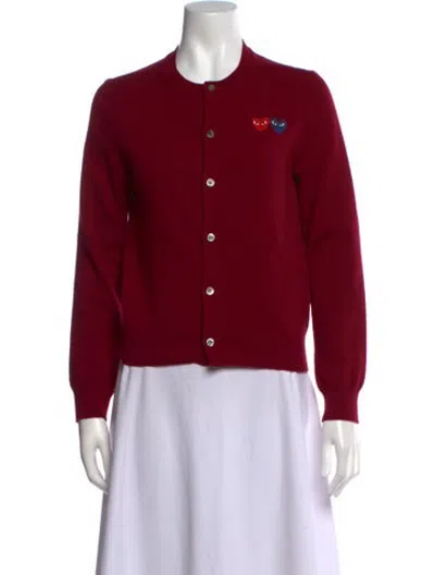Pre-owned Comme Des Garçons Play Wool Graphic Print Sweater In Red