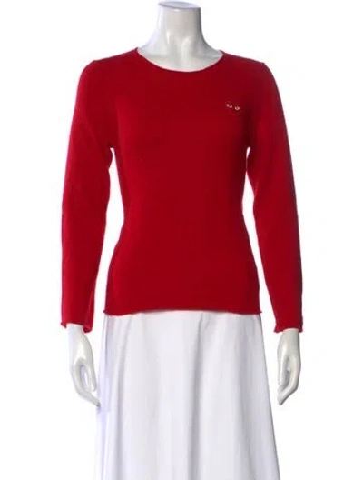 Pre-owned Comme Des Garçons Play Wool Graphic Print Sweater W/ Tags In Red