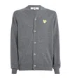 Comme Des Garçons Play Wool Heart Cardigan In Grey