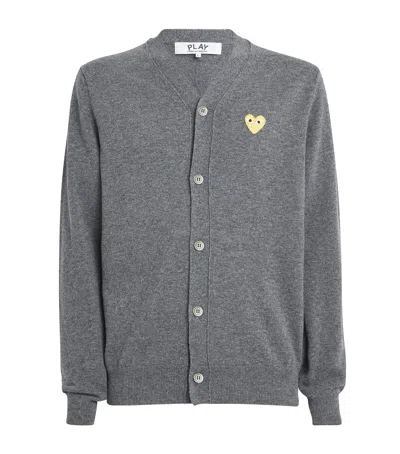 Comme Des Garçons Play Wool Heart Cardigan In Grey