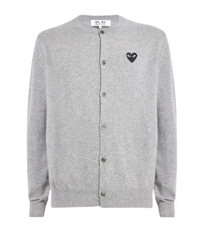 Comme Des Garçons Play Wool Heart Cardigan In Grey
