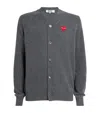 Comme Des Garçons Play Comme Des Garcons Play Wool Cardigan With Heart Patch In Grey