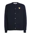 Comme Des Garçons Play Ribbed Wool Cardigan Cuffs Edges Hem In Black