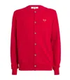 Comme Des Garçons Play Red Embroidered Heart Cardigan In Red