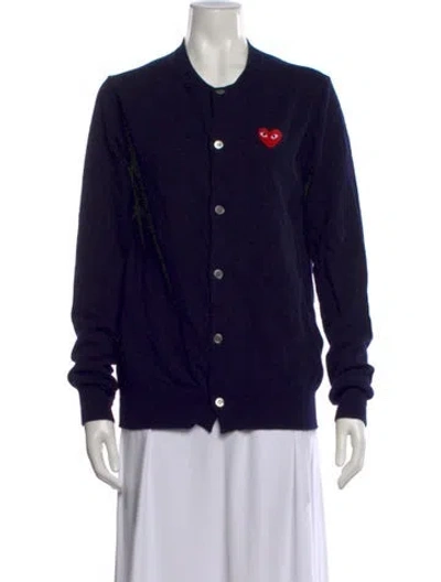 Pre-owned Comme Des Garçons Play Wool Open Front Sweater In Blue