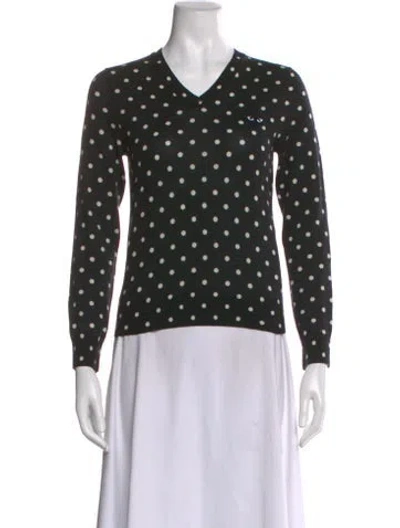 Pre-owned Comme Des Garçons Play Wool Polka Dot Print Sweater In Black