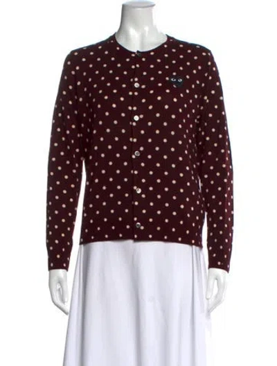 Pre-owned Comme Des Garçons Play Wool Polka Dot Print Sweater In Burgundy