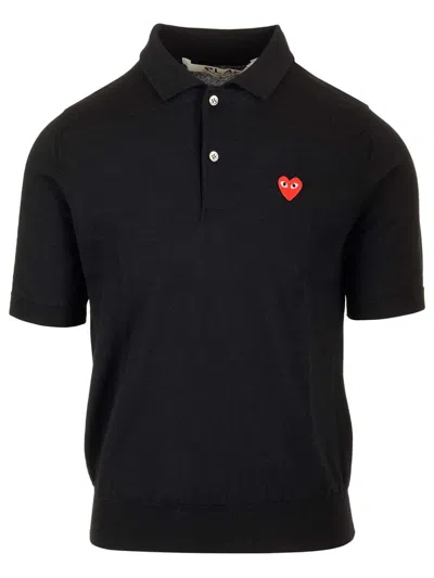 COMME DES GARÇONS PLAY WOOL POLO SHIRT KNITWEAR BLACK