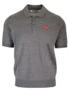 Shop Comme Des Garçons Play Wool Polo Shirt Knitwear Grey