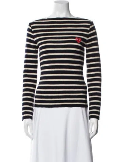Pre-owned Comme Des Garçons Play Wool Striped Sweater In Black