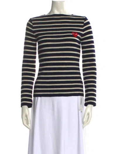 Pre-owned Comme Des Garçons Play Wool Striped Sweater In Blue