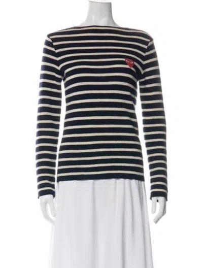 Pre-owned Comme Des Garçons Play Wool Striped Sweater In Blue