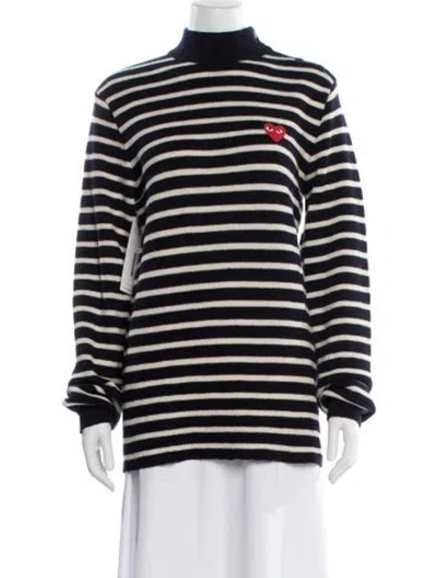 Pre-owned Comme Des Garçons Play Wool Striped Sweater In Blue