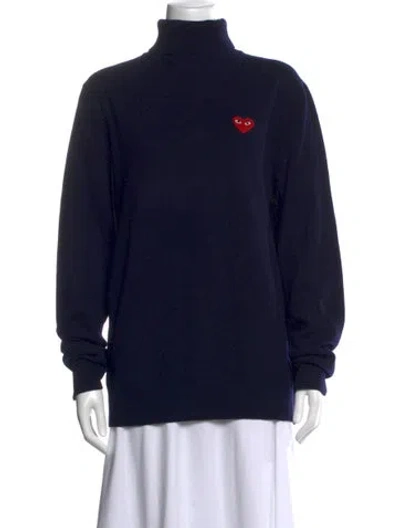 Pre-owned Comme Des Garçons Play Wool Turtleneck Sweatshirt In Blue