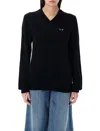 Comme Des Garçons Play Wool V-neck In Black