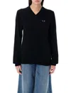Comme Des Garçons Play Wool V-neck In Black