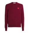 Comme Des Garçons Play Wool V-neck Heart Sweater In Red
