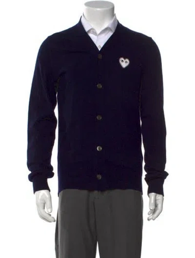 Pre-owned Comme Des Garçons Play Wool V-neck Cardigan In Grey