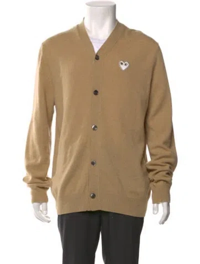 Pre-owned Comme Des Garçons Play Wool V-neck Cardigan In Neutral