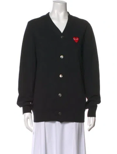 Pre-owned Comme Des Garçons Play Wool V-neck Sweater In Black