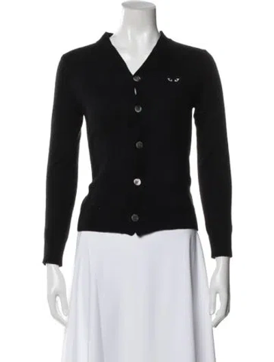 Pre-owned Comme Des Garçons Play Wool V-neck Sweater In Black