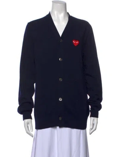 Pre-owned Comme Des Garçons Play Wool V-neck Sweater In Black