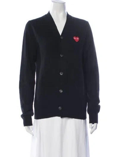 Pre-owned Comme Des Garçons Play Wool V-neck Sweater In Black