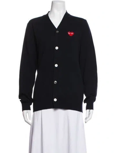 Pre-owned Comme Des Garçons Play Wool V-neck Sweater In Black