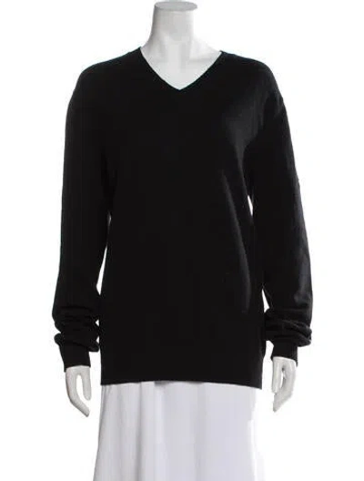 Pre-owned Comme Des Garçons Play Wool V-neck Sweater In Black