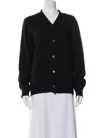 Pre-owned Comme Des Garçons Play Wool V-neck Sweater In Black