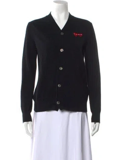 Pre-owned Comme Des Garçons Play Wool V-neck Sweater In Blue