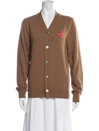 Pre-owned Comme Des Garçons Play Wool V-neck Sweater In Brown