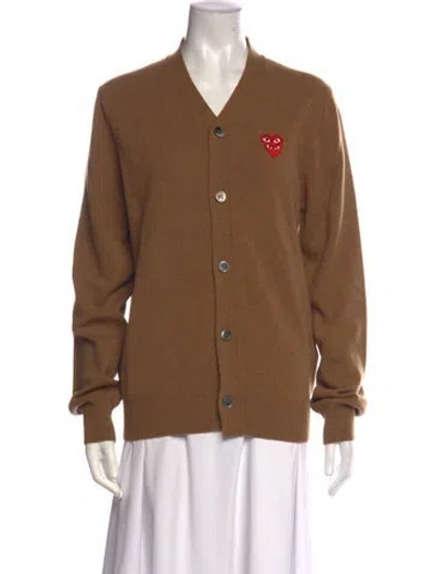 Pre-owned Comme Des Garçons Play Wool V-neck Sweater In Brown