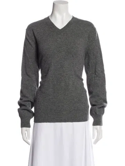 Pre-owned Comme Des Garçons Play Wool V-neck Sweater In Gray