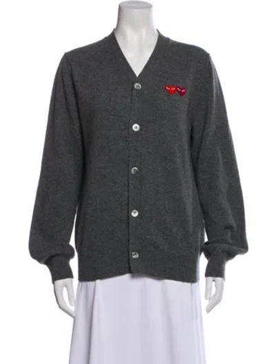 Pre-owned Comme Des Garçons Play Wool V-neck Sweater In Gray