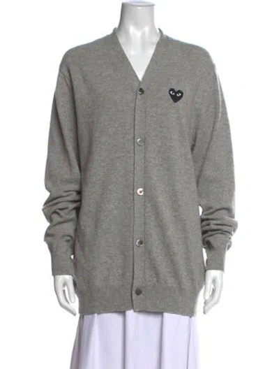 Pre-owned Comme Des Garçons Play Wool V-neck Sweater In Grey