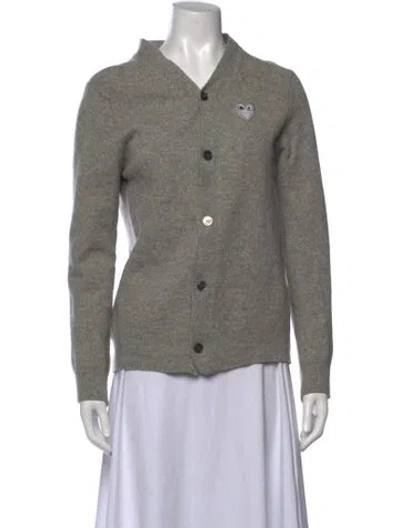 Pre-owned Comme Des Garçons Play Wool V-neck Sweater In Grey
