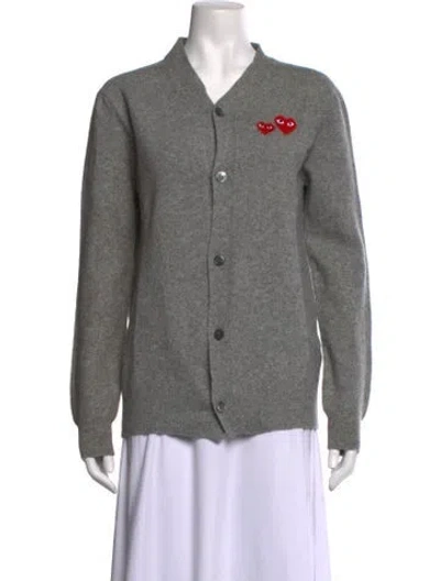 Pre-owned Comme Des Garçons Play Wool V-neck Sweater In Grey