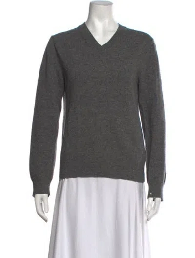 Pre-owned Comme Des Garçons Play Wool V-neck Sweater In Grey