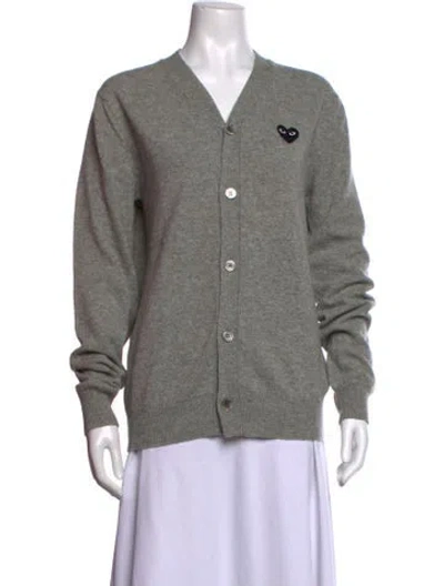 Pre-owned Comme Des Garçons Play Wool V-neck Sweater In Grey
